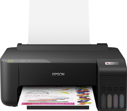 Imagine Imprimanta inkjet color CISS Epson L1230, dimensiune A4, viteza max 33ppm alb-negru, 15ppm color, rezolutie printer 5760x1440dpi, alimentare hartie 100 coli, imprimare fara margini, interfata: USB 2.0, consumabile: 103 ecotank Black, Cyan, Magenta, Yellow, C13T00S14A , C13T00S24A, C13T00S34A,