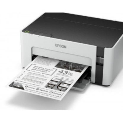 Imagine Imprimanta inkjet mono CISS Epson M1120, dimensiune A4, viteza max 32ppm, rezolutie printer 1440x720dpi, alimentare hartie 150 coli, volum maxim printare : 15000pagini/luna, interfata: USB 2.0, Wireless, consumabile: Ecotank MX1xx negru XL (6k/pag.), MX1xx negru L (2k/pag.),cerneala 6k/pag inclusa