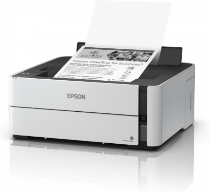 Imagine Imprimanta inkjet mono CISS Epson M1170, dimensiune A4, viteza max 39ppm, Duplex, rezolutie printer 1200x2400dpi, alimentare hartie 250 coli, interfata: USB, Ethernet, WiFi, Wi-Fi Direct, consumabile: C13T01L14A, C13T03P14A, C13T04D100, cerneala 11k pagini inclusa, greutate: 4.3 kg.