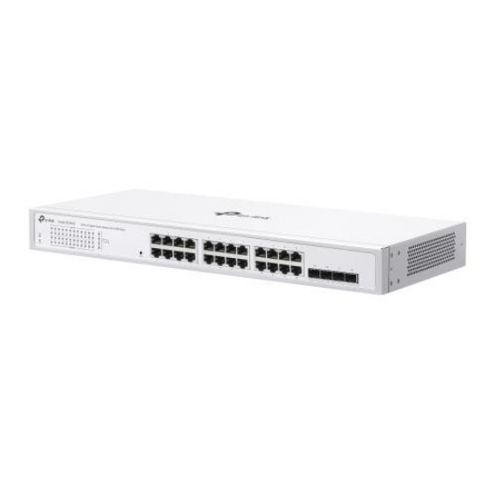 Imagine Switch TP-Link cu 24 de porturi,  24× 10/100/1000 Mbps RJ45 Ports (Auto- Negotiation/Auto MDI/MDIX), capacitate switch 56 Gbps, dimensiuni (440× 180×44 mm)