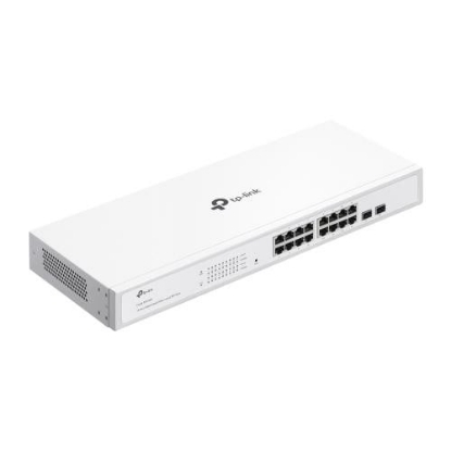 Imagine TP-LINK 16-Port Gigabit Smart Switch with 16× Gigabit RJ45 ports and 2× Gigabit SFP slots, Interfata:  16× 10/100/1000 Mbps RJ45 Ports (Auto- Negotiation/Auto MDI/MDIX), Dimensiuni: 440×180×44 mm, Capacitate Switch: 36 Gbps, Packet Forwarding Rate: 26.78 Mpps