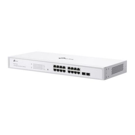 Imagine TP-LINK 16-Port Gigabit Smart Switch with 16× Gigabit RJ45 ports and 2× Gigabit SFP slots, Interfata:  16× 10/100/1000 Mbps RJ45 Ports (Auto- Negotiation/Auto MDI/MDIX), Dimensiuni: 440×180×44 mm, Capacitate Switch: 36 Gbps, Packet Forwarding Rate: 26.78 Mpps