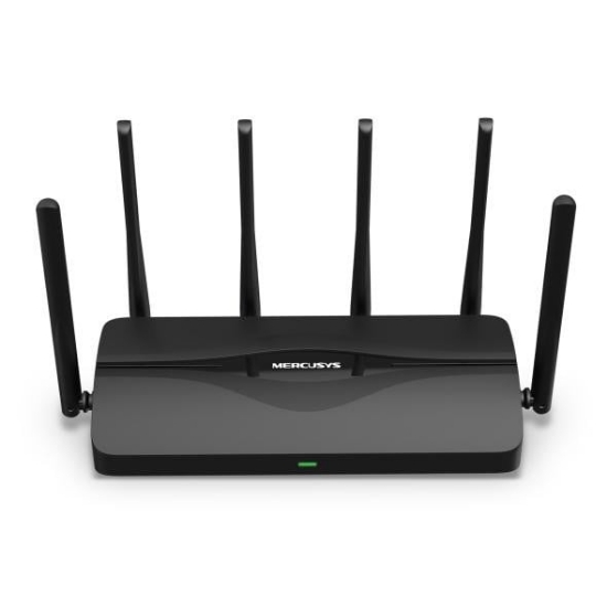 Imagine Router Mercusys Wi-Fi 7 Tri-Band BE9300, MR47BE, Standarde wireless: Wi- Fi 802.11be/ax/ac/a/b/g/n, Viteza wireless: BE9300 6 GHz: 5760 Mbps (802.11be), 5 GHz: 2880 Mbps (802.11be), 2.4 GHz: 574 Mbps (802.11ax), Interfata: 3 x 2.5 Gbps RJ45, 1 WAN, 6 antene externe omnidirectionale, Dimensiuni: 258