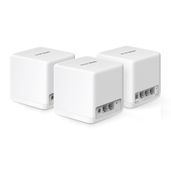 Imagine Mercusys Halo H60X(3-pack) Whole mesh Wi-Fi6 system, AX1500, Dual-band, Standarde wireless: IEEE 802.11ax/ac/n/a 5 GHz, IEEE 802.11n/b/g 2.4 GHz, Viteza wireless: 1201 Mbps on 5 GHz, 300 Mbps on 2.4 GHz, Dimensiuni:88 × 88 × 88 mm, Interfata: 3 x 10/100/1000LAN/WAN, Pachetul contine 1 x Halo H60XR