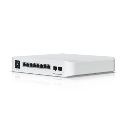 Imagine UBIQUITI Switch 8 porturi POE USW-PRO-8-POE-120W, Layer 3, Dimensiuni: 200 x 248 x 44 mm, Greutate: 2.1kg, Interfata: 8 x 10/100/1000Mbps, 2 x 10G SFP, 6 porturi POE, 2 porturi POE++, Capacitate switch: 56Gbps, buget POE: 120W.