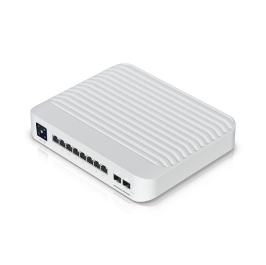 Imagine UBIQUITI Switch 8 porturi POE USW-PRO-8-POE-120W, Layer 3, Dimensiuni: 200 x 248 x 44 mm, Greutate: 2.1kg, Interfata: 8 x 10/100/1000Mbps, 2 x 10G SFP, 6 porturi POE, 2 porturi POE++, Capacitate switch: 56Gbps, buget POE: 120W.