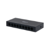 Imagine Switch Dahua 9 porturi, unmanaged, Interfata: Port 1-8: 8 × RJ-45 10/100 Mbps, Port 9: 1 × RJ-45 10 M/100 M/1000 Mbps (uplink), Capacitate: 3.6 Gbps, Packet Forwarding Rate: 2.678 Mpps, Greutate: 210g, Dimensiuni: 150 mm × 70 mm × 22.55 mm.