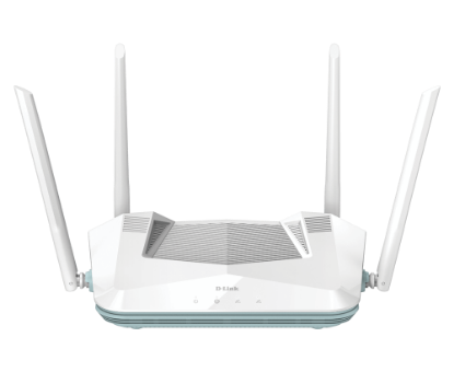 Imagine D-LINK AX3200 Smart Router Dual-Band R32, Interfata: 4 x 10/100/1000, 1 x WAN GB, Standarde wireless: IEEE 802.11ax/ac/n/g/b/k/v/a/h, IEEE 802.3u/ab, 4 x antene externe, viteza wireless: 2.4 GHz Up to 800 Mbps, 5 GHz Up to 2402 Mbps, Dimensiuni: 228.30 x 159.0 x 61.9 mm, Greutate: 446g,