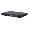 Imagine Dahua managed switch 26 porturi, 24 porturi POE, Interfata:24 x 10/100/1000 Mbps, 2 x 2 gigabit uplink combo ports, Buget POE: 370w, Switching Capacity: 56 Gbps, Packet Forwarding Rate: 41.7 Mpps, Standarde retea: IEEE 802.3, IEEE 802.3u, IEEE 802.3ab, Dimensiuni: 440 mm × 290.7 mm × 43.3 mm