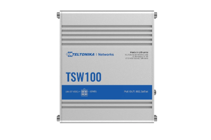 Imagine TELTONIKA INDUSTRIAL 5PORT Unmanaged POE+ Switch TSW100, Interfata: 5 x ETH ports, 10/100/1000 Mbps, supports auto MDI/MDIX crossover, Standarde retea: 802.3i, 802.3u, 802.3ab, 802.3x, 802.3az, 802.3ad, Porturi POE:1-4, POE Budget: 120W, Latime de banda: 10 Gbps, Carcasa aluminiu: Dimensiuni: 115 x