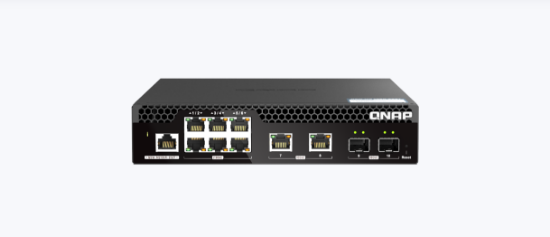 Imagine Switch QNAP M2106R CPU Marvell 98DX2528, 6 porturi 2.5Gbps, 2 porturi 10Gbps SFP+, 2 porturi 10GbE RJ45, rackabil, web-managed, garantie2 ani
