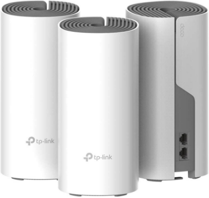 Imagine TP-Link Sistem Mesh Wi-Fi pentru întreaga casă AC1200, DECO E4(3-PACK);2 10/100Mbps WAN/LAN Ports, 1 Power Port, SDRAM: 128 MB, Flash:16 MB, 2 internal dual-band antennas per Deco unit, Standarde Wireless:IEEE 802.11 ac/n/a 5 GHz, IEEE 802.11 b/g/n 2.4 GHz, Frecvență: 2.4 GHz and 5 GHz, Rată de