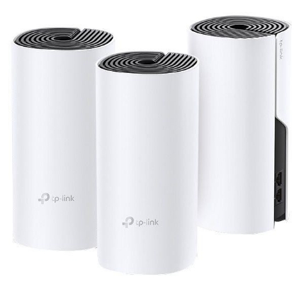 Imagine TP-Link AC1200+AV1000 Sistem Mesh Wi-Fi, DECO P9(3-PACK);  Caracteristici wireless: Standarde Wireless: IEEE 802.11 ac/n/a 5 GHz, IEEE 802.11 b/g/n 2.4 GHz; Frecvență: 2.4GHz and 5GHz; Rată de Semnal: 867Mbps at 5GHz, 300Mbps at 2.4GHz; Caracteristici Hardware: Porturi: 2* LAN/WAN Gigabit Ethernet
