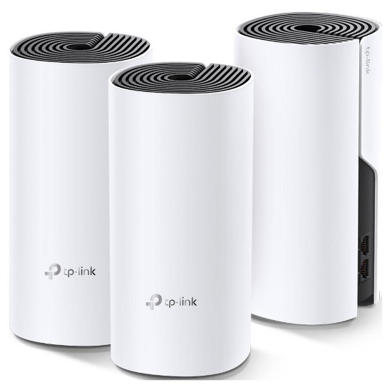 Imagine TP-Link Sistem Mesh Wi-Fi pentru întreaga casă AC1200, DECO M4(3-PACK); Procesor: Quad-core CPU; Interfață: 2 Gigabit Ethernet Ports (WAN/LAN auto-sensing) per Deco unit; 2 internal dual-band antennas per Deco unit; Flash: 16 MB; SDRAM: 128 MB; Standarde Wireless: IEEE 802.11 ac/n/a 5 GHz, IEEE