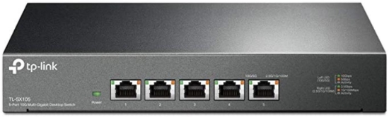 Imagine "5-Port 10G Multi-Gigabit Desktop Switch PORT: 5× 10G RJ45 Ports SPEC: Desktop Steel Case FEATURE: Plug and Play"
