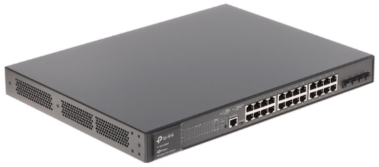 Imagine "JetStream™ 28-Port Gigabit L2+ Managed Switch with 24-Port PoE+ PORT: 24× Gigabit PoE+ Ports, 4× Gigabit SFP Slots, RJ45/Micro-USB Console Port SPEC: 802.3at/af, 384 W PoE Power, 1U 19-inch Rack-mountable Steel Case FEATURE: Integration with JetStream™ SDN Controller,Static Routing, OAM, 802.1Q