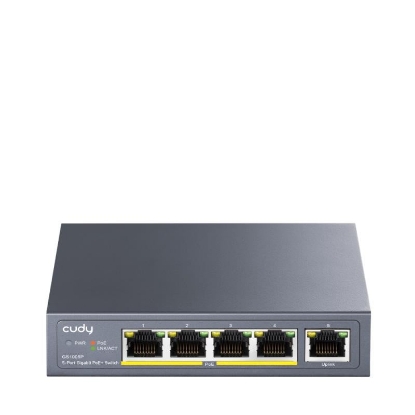Imagine CUDY 5-Port 10/100/1000M PoE+ Switch 60W, 5 10/100/1000M ports with 4POE+ Ports Unmanaged Switch with UL power adapter IEEE802.3af / IEEE802.3at, Watchdog, 60W External