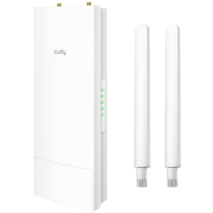 Imagine CUDY AC1200 WiFi Outdoor Repeater, Access Point, 867Mbps at 5GHz + 300Mbps at 2.4GHz, 1 x 100Mbps RJ45, 2 Detachable Antennas, 24V passive PoE, IP65 Waterproof, lightning protection, 24V passive PoE adapter included, Cudy APP
