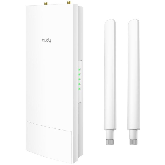 Imagine CUDY AC1200 WiFi Outdoor Repeater, Access Point, 867Mbps at 5GHz + 300Mbps at 2.4GHz, 1 x 100Mbps RJ45, 2 Detachable Antennas, 24V passive PoE, IP65 Waterproof, lightning protection, 24V passive PoE adapter included, Cudy APP