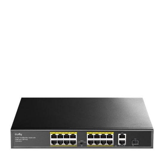 Imagine CUDY 16-Port 10/100M PSE RJ-45 +2 Gigabit RJ- 45 +1SFP Port with 16 POE Ports Switch with Built-in power supply, support 16-port IEEE 802.3at PoE+ Injector,Rack-mountable  Steel case, 200W Internal
