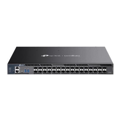 Imagine Omada 26-Port 10G Stackable L3 Managed Aggregation Switch with 6 25G Slots PORT: 26× 10G SFP+ Slots, 6× 25G SFP28 Slots, RJ45/Type C USB Console Port, Management Port, 2× USB3.0 Ports SPEC: 1U 19-inch Rack-mountable Steel Case FEATURE: Integration with Omada SDN Controller, Stacking, RIP, OSPF