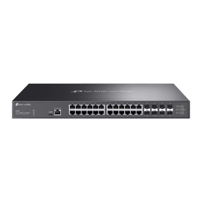 Imagine Omada 24-Port 10GBASE-T L2+ Managed Switch with 8 10GE SFP+ Slots PORT: 24× 10G RJ45 Ports, 8× 10G SFP+ Slots, RJ45/USB Type C Console Port SPEC: 1U 19-inch Rack-mountable Steel Case FEATURE: Integration with Omada SDN Controller, Static Routing, DHCP Server, OAM, DDM, 802.1Q VLAN, QinQ