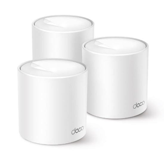 Imagine TP-Link AX3000 whole home mesh Wi-Fi 6 System, Deco X50 Pro (3-pack); Standarde Wireless: IEEE 802.11ax/ac/n/a 5 GHz, IEEE 802.11ax/n/b/g 2.4 GHz, viteza wireless: 5 GHz: 2402 Mbps (802.11ax, HE160), 2.4 GHz: 574Mbps (802.11ax), Acoperire: 4-6 dormitoare, Dual band, MU- MIMO, OFDMA, interfata: 2 x