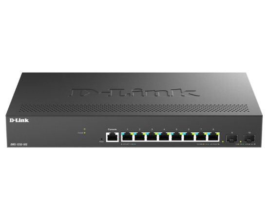 Imagine Switch D-Link DMS-1250-10S , 8 porturi Gigabit, 2 porturi SFP+, Protocol 802.1D STP 802.1s MSTP 802.1w RSTP, rackabil