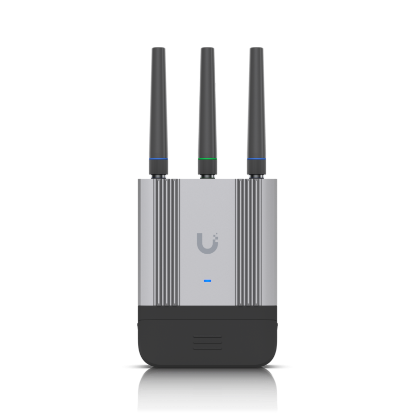 Imagine Ubiquiti UMR-Industrial. Router rețea celulară, Negru, Gri, Material carcasă: Aluminiu, Policarbonat (PC). Tip interfață Ethernet LAN: Gigabit Ethernet, Viteză transfer de date Ethernet LAN: 10,100,1000 Mbit/s. Standarde Wi-Fi: 802.11b, 802.11g, Wi-Fi 4 (802.11n), WLAN rate de transfer de date