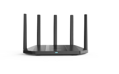 Imagine Router wireless Hikvision DS-3WR18X 1800M, 5 antene 5-dBi, dual-band, wireless standard: IEEE 802.11a/n/ac/ax @5GHz; IEEE 802.11b/g/n/ax @ 2.4GHz, interfata: 1 × 10/100/1000 Mbps Adaptive WAN Port,3 × 10/100/1000 Mbps Adaptive LAN Port, tensiune alimentare: DC 12 V, 1 A, functii: Wireless Router