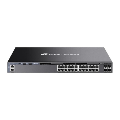 Imagine Omada 24-Port Gigabit Stackable L3 Managed Switch with 4 10GE SFP+ Slots PORT: 24× Gigabit RJ45 Ports, 4× 10G SFP+ Slots, RJ45/Type C USB Console Port, Management Port, 2× USB2.0 Ports SPEC: 1U 19-inch Rack-mountable Steel Case FEATURE: Integration with Omada SDN Controller, Stacking, RIP, OSPF