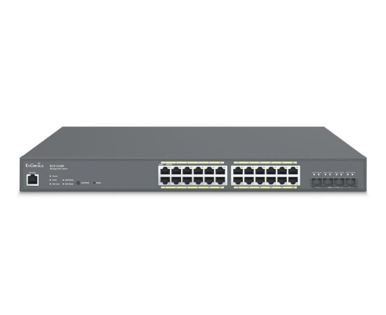 Imagine EnGenius Managed / stand-alone 19i 24xGbE + 4x10Gb SFP+, L2+, 240W Cloud Switch (PoE+) with 4x SFP+, 24-Port GbE PoE.af/at(+) 240W 4x10Gb SFP+ L2+ 19i Cloud Management Switch
