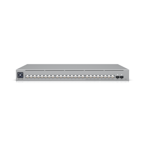 Imagine UBIQUITI UNIFI PRO MAX SWITCH 24-PORTPOE, interfata de retea (16) porturi GbE RJ45, (8) porturi 1/2,5 GbE RJ45, (2) porturi 10G SFP+, capacitate comutare 112 Gbps, AC/DC, internă, 450W, PoE disponibil 400W