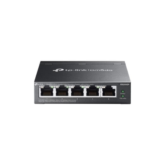Imagine Omada 5-Port Gigabit Easy Managed Switch with 4-Port PoE+ PORT: 4× Gigabit PoE+ Ports, 1× Gigabit Non-PoE Ports SPEC: 802.3at/af, 65 W PoE Power, Desktop Steel Case and Fanless FEATURE: Integration with Omada SDN Controller, Flow Control, Loopback Detection, Port Isolation, Port Mirroring, LAG