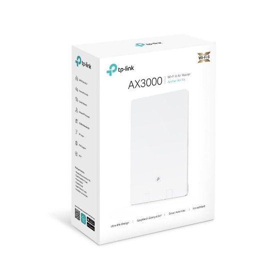 Imagine TP-LINK AX3000 Dual-Band WI-FI 6 AIR Router R5, Standarde wireless: 802.11ax, 802.11ac, 802.11n, 802.11a, 802.11b/g, MU-MIMO, Viteza wireless: 5Ghz-2402 MB/s, 2.4Ghz-574Mb/s, 4 x antene interne, Interfata: 1 x 10/100/1000 LAN, 1 x 10/100/1000 WAN, 1 x USB-C, Indoor, Dimensiuni: 140 x 210 x 11mm,