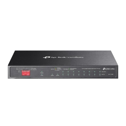 Imagine Omada 10-Port Gigabit Desktop Switch with 8-Port PoE+ PORT: 8× Gigabit PoE+ Ports, 2x Gigabit Non-PoE Ports, 1× Combo Gigabit SFP Slot SPEC: 802.3at/af, 123 W PoE Power,  Desktop Steel Case FEATURE: Extend Mode for 250m PoE Transmitting, Priority Mode for Port1-2, Isolation Mode, PoE Auto Recovery