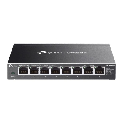Imagine Switch TP-Link DS108G-M2, 8 x porturi RJ-45, viteza LAN 10/100/1000/2500 Mbps, standarde IEEE 802.3u, 802.3ab, 802.3x, 802.1p, 802.3bz, caracteristici speciale 802.3X Flow Control, 802.1p/DSCP QoS, IGMP Snooping, Store and Forward
