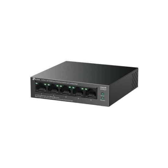 Imagine "5-Port 10/100 Mbps Desktop Switch with 4-Port PoE PORT: 4× 10/100 Mbps PoE Ports, 1× 10/100 Mbps Non-PoE Port SPEC: 802.3af, 41 W PoE Power, Desktop Steel Case FEATURE: Extend Mode for 250m PoE Transmitting, PoE Auto Recovery, Plug and Play"