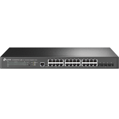 Imagine "JetStream™ 24-Port 2.5GBASE-T and 4-Port 10GE SFP+ L2+ Managed Switch with 16-Port PoE+ & 8-Port PoE++ PORT: 24× 2.5G RJ45 Ports (8× 2.5G PoE++ Ports & 16× 2.5G PoE+ Ports), 4× 10G SFP+ Slots, RJ45/Micro-USB Console Port SPEC: 802.3bt/at/af, 500 W PoE Power, 1U 19-inch Rack-mountable Steel Case