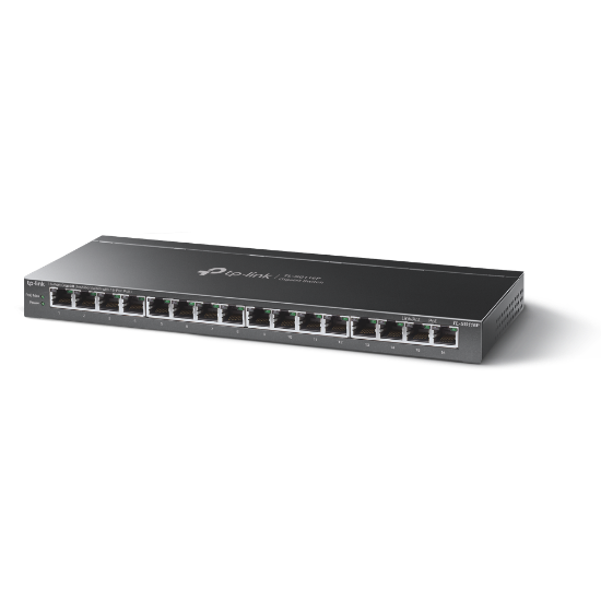 Imagine "16-Port Gigabit Desktop Switch with 16-Port PoE+ PORT: 16× Gigabit PoE+ Ports SPEC: 802.3at/af, 120 W PoE Power,  Desktop Steel Case FEATURE: Extend Mode for 250m PoE Transmitting, Priority Mode for Port1-4, Isolation Mode, PoE Auto Recovery, Plug and Play"