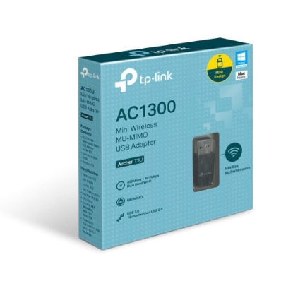 Imagine TP-link AC1300 Mini Adaptor USB Wireless MU-MIMO, ARCHER T3U; USB 3.0; Antena Omni Directionala; Standarde Wireless: IEEE 802.11ac, IEEE 802.11a/ IEEE 802.11n, IEEE 802.11g, IEEE 802.11b; Frecventa: 2.4GHz (400 Mpbs)/ 5GHz (867 Mbps);