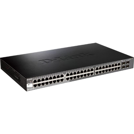 Imagine Switch D-Link DGS-1520-52, 48 porturi Gigabit, 4 porturi SFP, Capacity 76Gbps, 16K MAC, 17" Rackmount, 1*fan