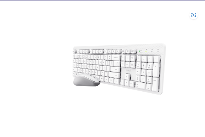 Imagine Kit Trust Ody II wireless, cu taste silentioase, cu functie de power saving, rezistenta la stropire, conectare tip USB-A 2.0, include 2 baterii, compatibila PC/Laptop (Windows, MacOS, Chrome OS), rezolutie mouse 1600 DPI, optic, alb
