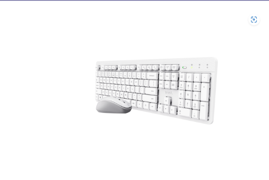 Imagine Kit Trust Ody II wireless, cu taste silentioase, cu functie de power saving, rezistenta la stropire, conectare tip USB-A 2.0, include 2 baterii, compatibila PC/Laptop (Windows, MacOS, Chrome OS), rezolutie mouse 1600 DPI, optic, alb