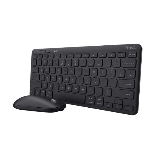 Imagine Trust Kit Wireless keyboard+mouse Lyra, mouse optic, rezolutie maxima 1200 DPI, conectivitate wireless, intefata USB-C, USB-A, negru