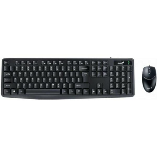 Imagine Kit Genius tastatura +mouse, 104 taste (concave), 12 taste multimedia, interfata USB, + mouse optic, rezolutie maxima 1000dpi, 3 butoane, negru