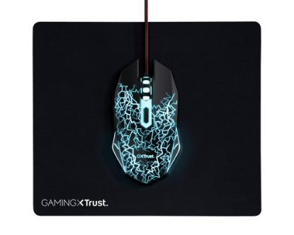 Imagine Kit Trust Basics gaming, mouse rezolutie 4000 DPI + mousepad negru