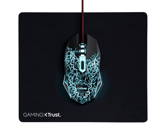 Imagine Kit Trust Basics gaming, mouse rezolutie 4000 DPI + mousepad negru