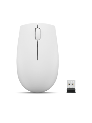 Imagine Mouse wireless Lenovo 300, Cloud Grey, Rezolutie (dpi): 1000 dpi, Butoane/rotite: 3, Interfata mouse: Wireless, Tehnologie: Wireless, Interfata receiver: dongle USB 2.4GHz, Dimensiune (mm): 97.91 x 57.99 x 32.53 mm, Greutate: 52g
