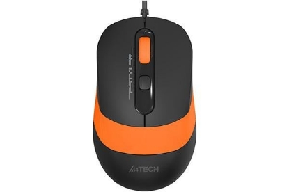 Imagine Mouse A4tech cu fir, interfata USB, rezolutie 1600 DPI, dimensiuni 108 x 64 x 35 mm, negru/portocaliu